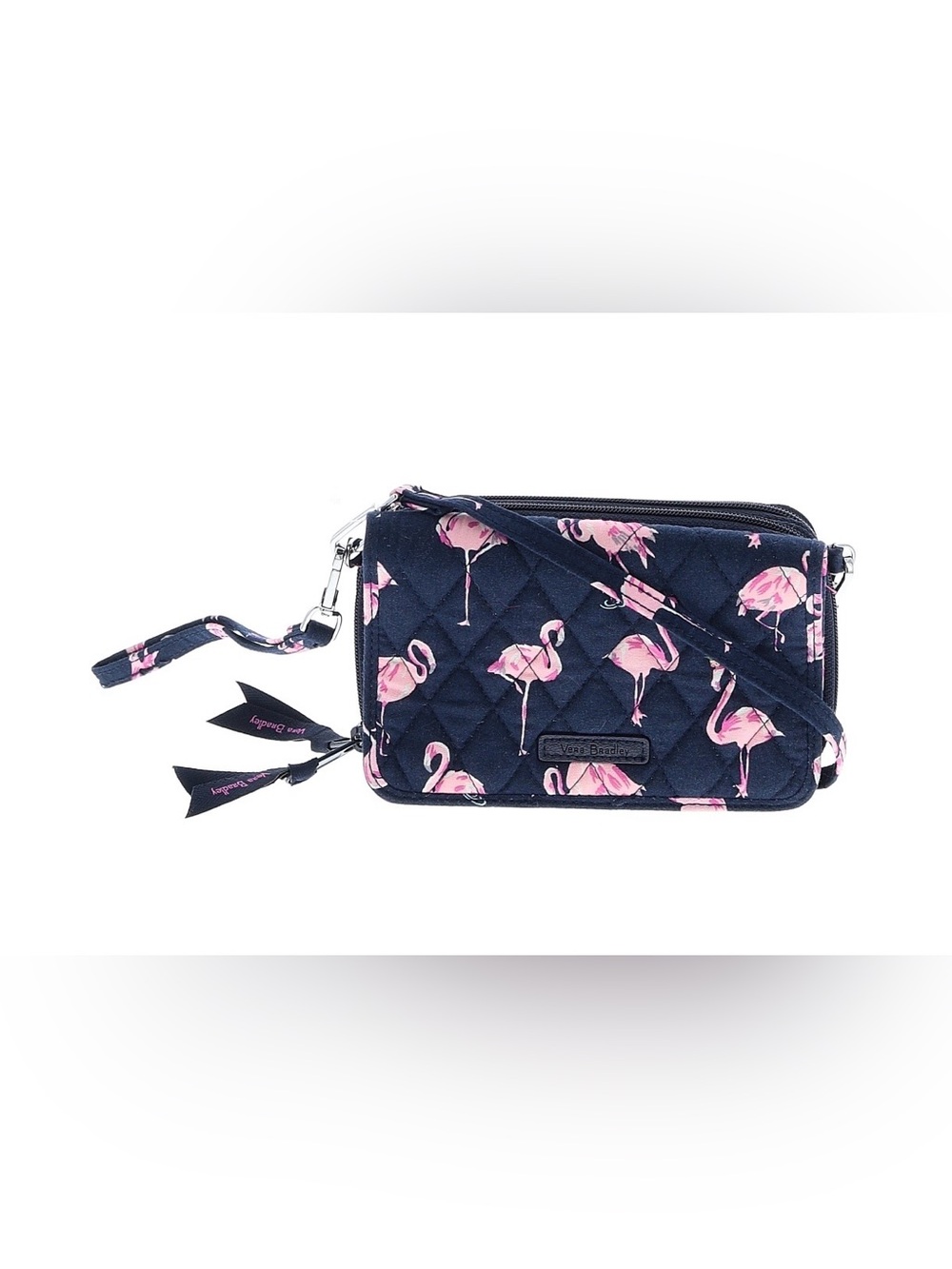 Vera Bradley Navy Flamingo Crossbody Wristlet. EUC
